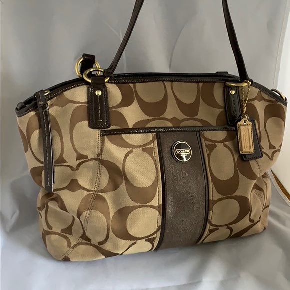 ❌SOLD❌Coach signature striped pocket tote - Picture 5 of 9